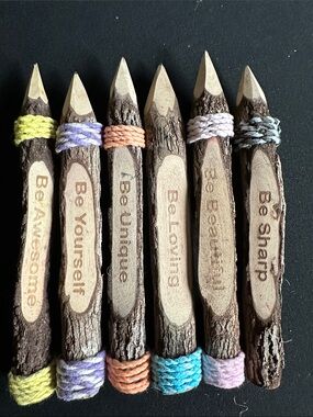Rustic Country Inspirational handcrafted Twig Pencils - Wrapped Tips w container